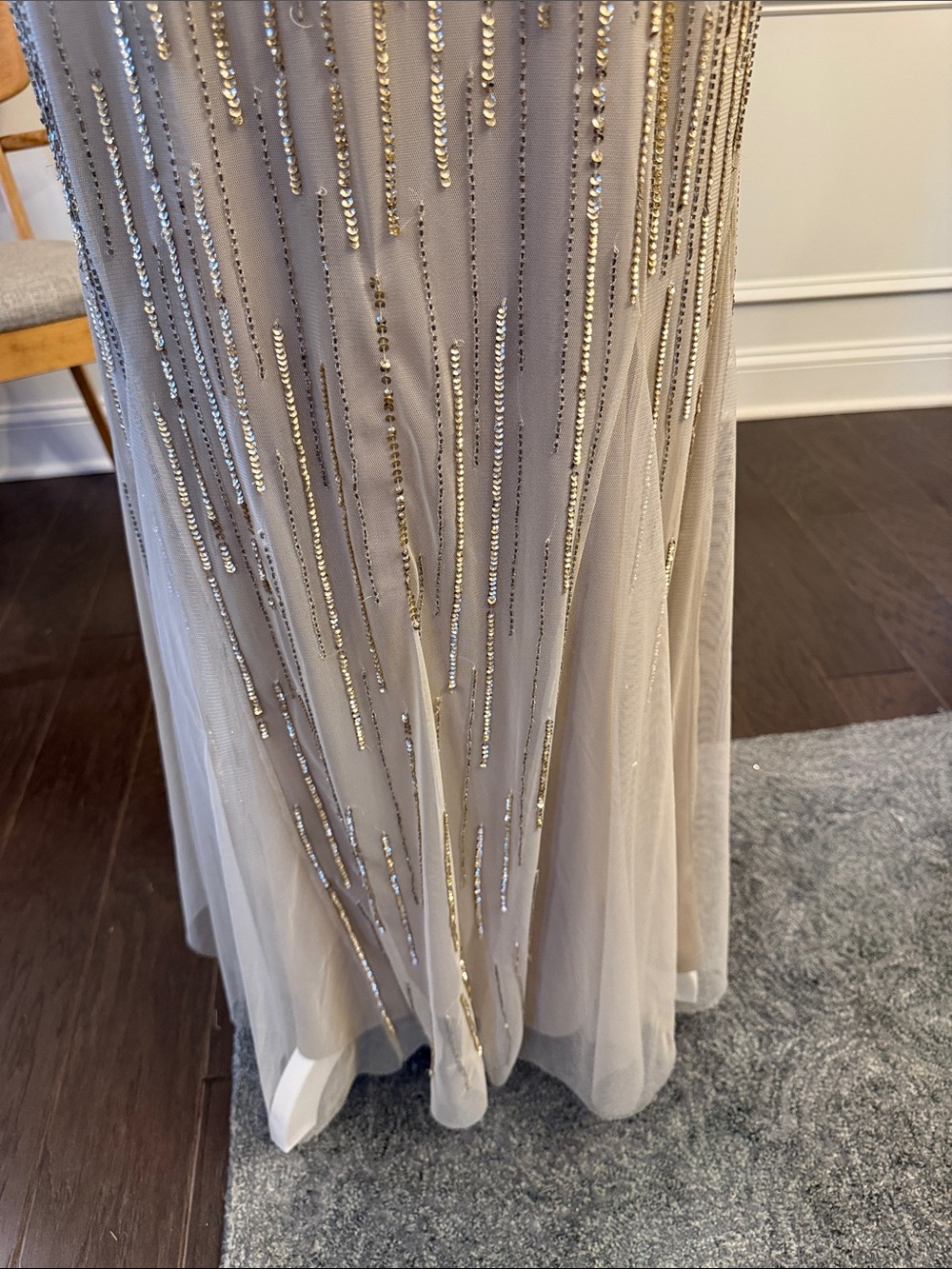 Aidan Mattox Gold Beaded Gown - Picture 5 of 16